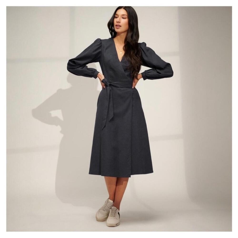 Emma Knudsen Reese Midi Long Sleeve Wrap Dress